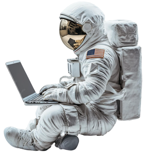 Astronauta con laptop - 24on agencia digital Paraguay